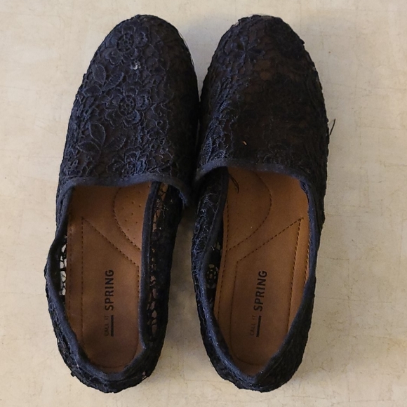 💜2/$15 - Call it Spring - black floral slip ons
